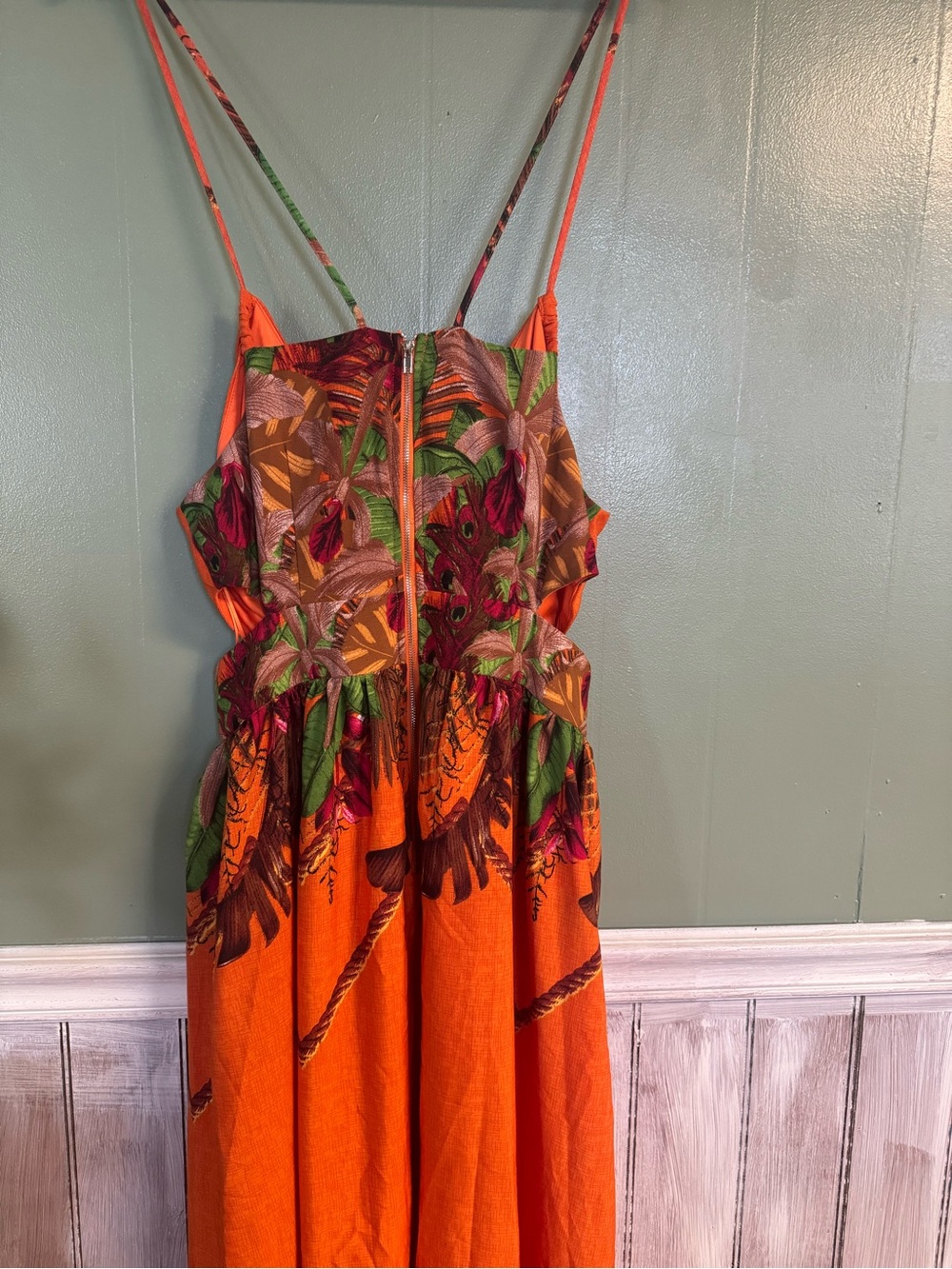 Fashion Nova Orange Tropical Cutout Maxi Dress - Picture 2 of 6